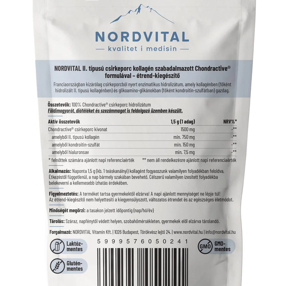 Nordvital Csirkeporc kollagén Ízület Komplex 90 g – termékadatok 1